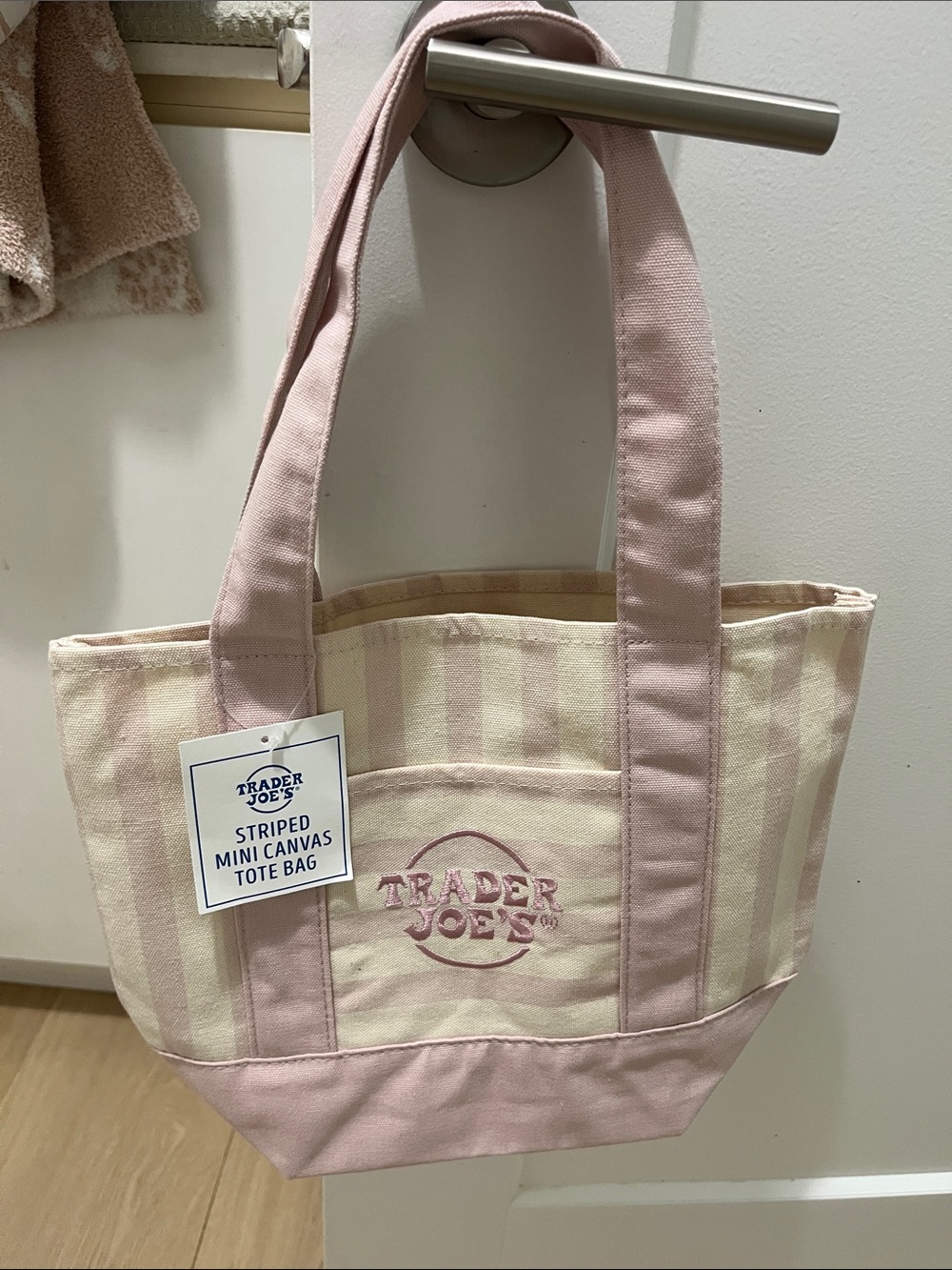 Trader Joe’s Mini Pink Striped Canvas Tote Bag
